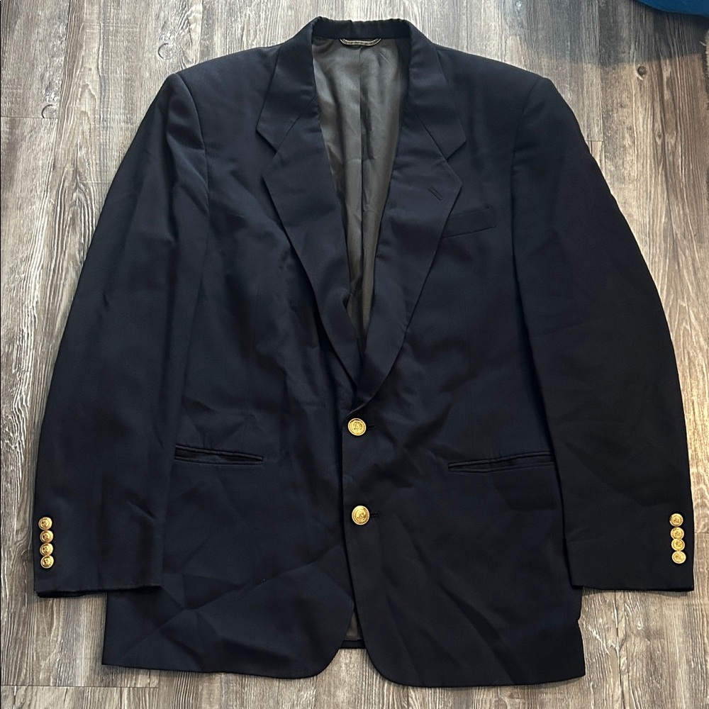 Vintage Christian Dior Navy Blue Gold Crest Buttons 44L